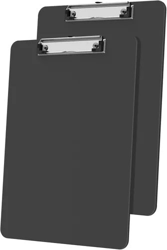 Vista 18 de Portapapeles de plástico, tablero de clip negro A4 de 8.5 x 11 pulgadas para aula, estudiantes, niños, mujeres, tamaño 9 x 12.5 pulgadas con clip