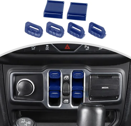 Vista 15 de Cherocar 4 piezas de cubierta de botón de interruptor de ventana Accesorios interiores para Jeep Wrangler JL JLU y Gladiator JT 2018-2026