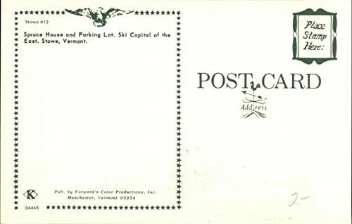 Vista 2 de Spruce House and Parking Lot Stowe, Vermont VT Original Vintage Postcard