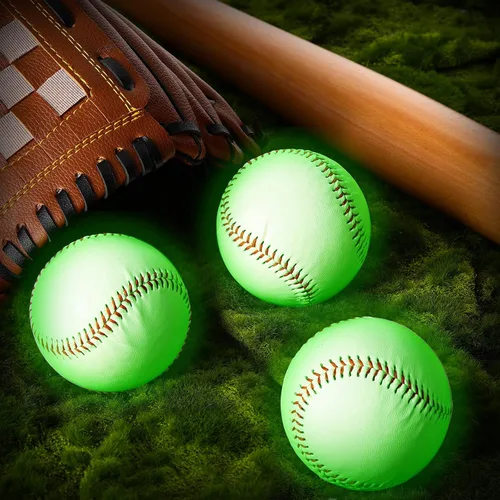 Vista 7 de Paquete de 3 pelotas de béisbol que brillan en la oscuridad, tamaño oficial, para juegos, regalo para niños, niñas y fanáticos, accesorios