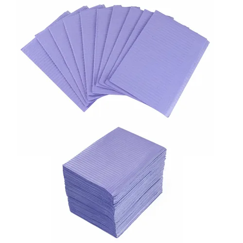 Vista 8 de Baberos dentales negros desechables de 13 x 18 pulgadas, 125 unidades, 3 capas, impermeables, para tatuajes, 125 unidades por bolsa, 1 bolsa, suave