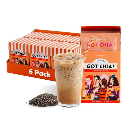 Vista 16 de Le Food Got Chia! Superfood Latte - Mezcla de bebida de semillas de chía Clean Label (6 cajas de 4, flor ámbar oolong)