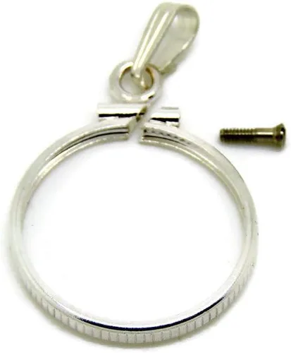 Vista 2 de Joyería de bricolaje: Bisel de plata esterlina para monedas de un cuarto - fácil de usar colgante/encanto/collar ajuste/moneda no está incluida