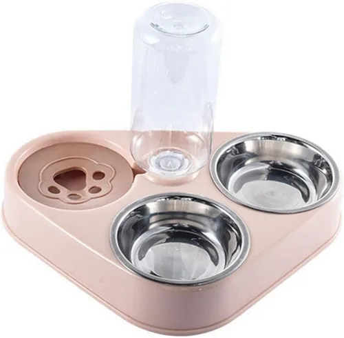 Vista 8 de Comedero de acero inoxidable 3 en 1 para perros y gatos, accesorio de alimentación automática para perros y gatos (azul)