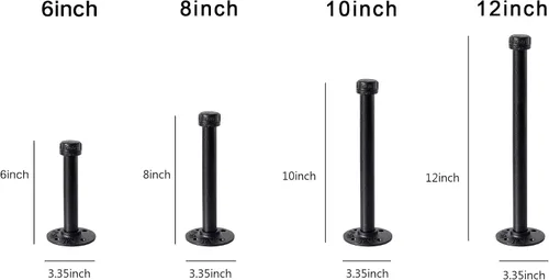 Vista 3 de Soportes industriales de tubo de hierro negro de 3/4 pulgadas, soportes rústicos para colgar en la pared, soportes de tubería personalizados