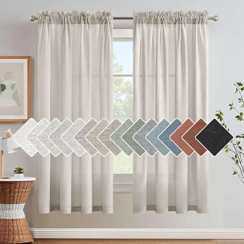 Vista 49 de H.VERSAILTEX Cortinas texturizadas de lino con filtro de luz para sala de estar, tratamiento de ventanas, cortinas naturales y duraderas