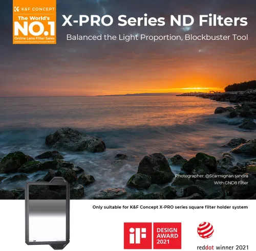 Vista 2 de K&F CONCEPT Filtro de lente ND GND16 (4 paradas) de 3.937 x 5.906 in, revestimiento de 36 capas, filtro de densidad neutra graduado duro para lente
