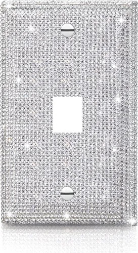 Vista 21 de Diamantes de imitación rosa brillante, placa decorativa para interruptor de luz de palanca simple, placa de cubierta decorativa, cubierta