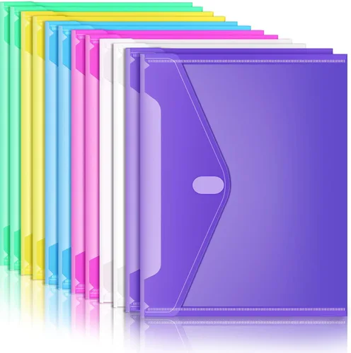Vista 8 de Sooez Paquete de 6 sobres de plástico, carpetas de archivos de plástico para documentos, carpeta escolar transparente, carpetas de archivos