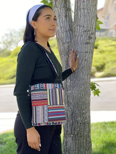 Vista 5 de Bolso bandolera bohemio tribal ajustable pequeño o funda para tablet, Multi, Bohemio