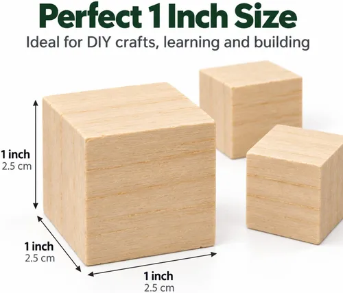 Vista 2 de Paquete de 120 bloques de madera sin terminar, cubos de madera