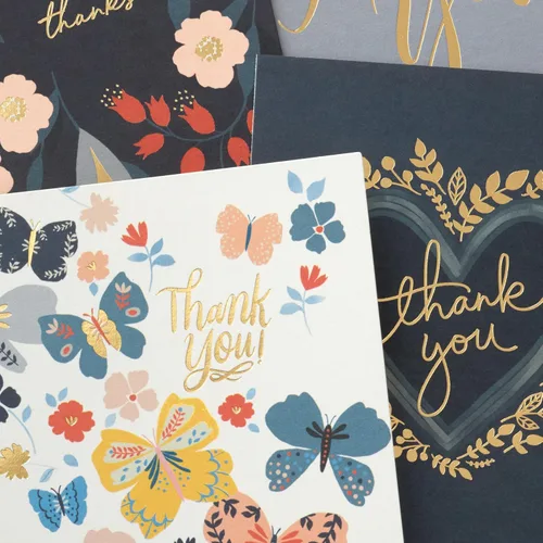 Vista 5 de Hallmark Tarjetas de agradecimiento a granel, paquete surtido de 48 (corazones y flores de aluminio)