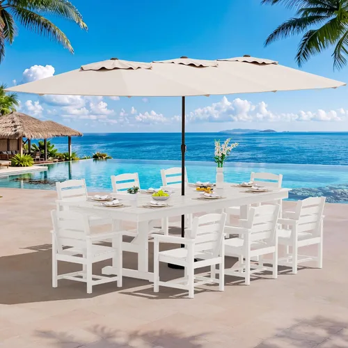 Vista 40 de SERWALL Outdoor 84" HDPE Rectangular Dining Table for 6-8,All-Weather,Aruba