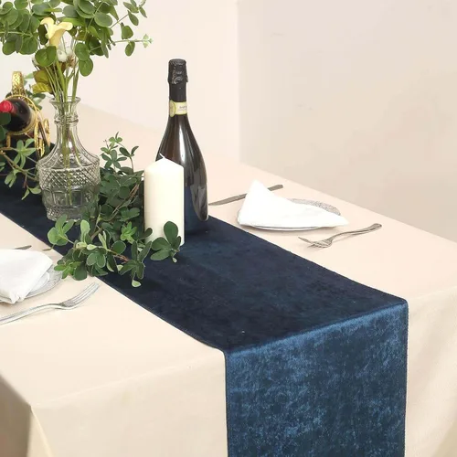 Vista 17 de Efavormart - Camino de mesa de terciopelo negro de alta calidad de 12 x 107 pulgadas para decoración de bodas y fiestas