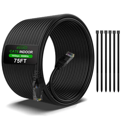 Vista 10 de Cable Ethernet Cat6 de 30 pies, cable de conexión Cat 6, cable de Internet Cat6, cable de red UTP, para interiores y exteriores, PoE, 24AWG CCA