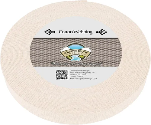 Vista 2 de Country Brook Design - Correa de algodón de 1" - Ligero, orgánico y suave con correas de algodón de piel - 5 yardas, natural