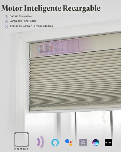 Vista 5 de Graywind Persianas celulares opacas motorizadas, tamaño personalizado Beige