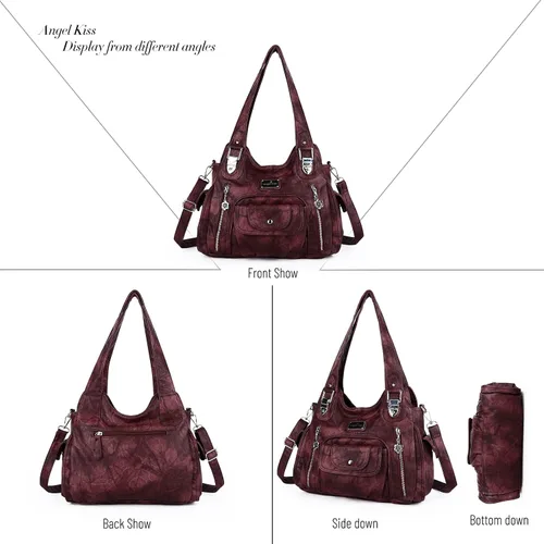 Vista 4 de Angel Kiss Bolsos de mano para mujer Hobo Fashion Tote Bag Bolsas de hombro Asa superior Bolso de cuero