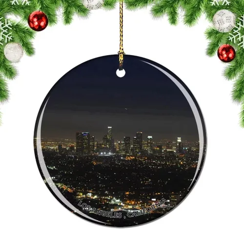 Vista 28 de California Los Ángeles Battleship Museum USA Christmas Tree Adorno Decoración Colgante Colgante Decoración City Travel Souvenir Collection Porcelana
