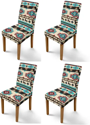 Vista 44 de Rnyleeg Juego de 1 fundas para sillas étnicas para sala de estar, sin brazos, estampado tribal azteca, elásticas, fundas protectoras para sillas