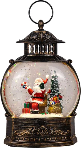 Vista 12 de Christmas Music Snow Globe Lantern with 6 Hour Timer, USB Powered Battery Operated Lighted Water Singing Snow Globe Holiday Women Children