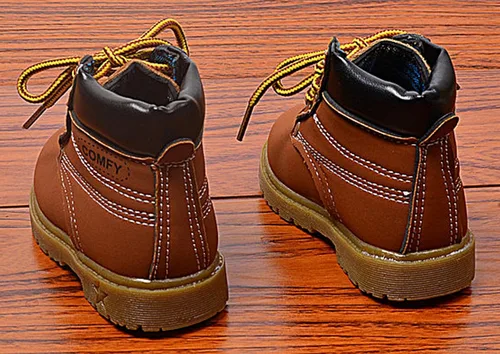 Vista 6 de Happy Cherry Baby Winter Ankle Boots Leather Waterproof Lace Up Boots Flat Boots
