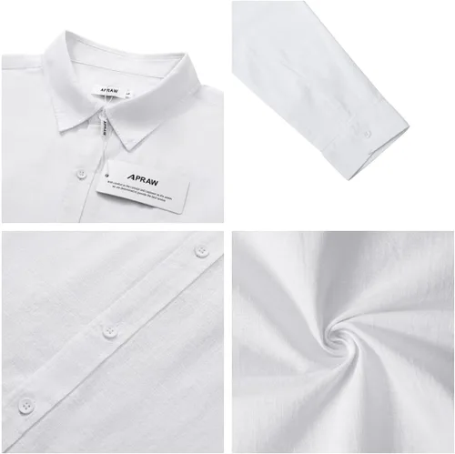 Vista 4 de Camisas de lino con botones para hombre, manga larga, para verano, playa, casual, ajuste regular