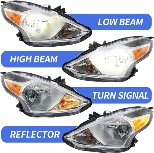 Vista 4 de Conjunto de faros delanteros para Nissan Versa 2015 2016 2017 2018 2019 de repuesto lateral del conductor