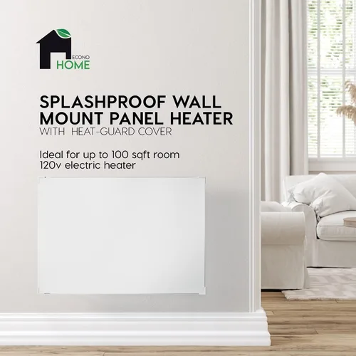 Vista 2 de EconoHome Panel Calefactor de Montaje en Pared con Protector de Calor - Calentador de Convección a Prueba de Salpicaduras de 250 Vatios
