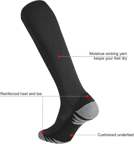 Vista 3 de Dingcooler Soccer Socks Football Socks for Adult Youth Kids, Knee High Cushioned Athletic Socks for Men & Women