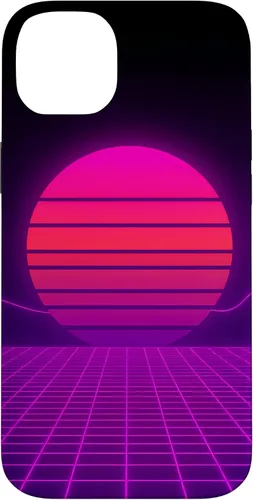 Vista 15 de Funda con diseño estético para iPhone 16 Retrowave Synthwave de los años 80 y 90