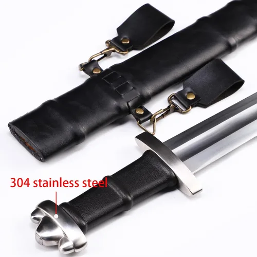 Vista 9 de Handmade Cast Sharp Blade Medieval Sword, Full Tang, with Leather Protective Cover,Real Metal Sword for Collection Gift