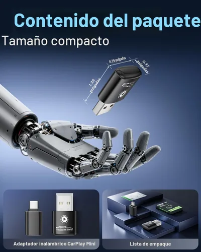 Vista 9 de Adaptador inalámbrico CarPlay para iPhone 2026 actualizado (negro)