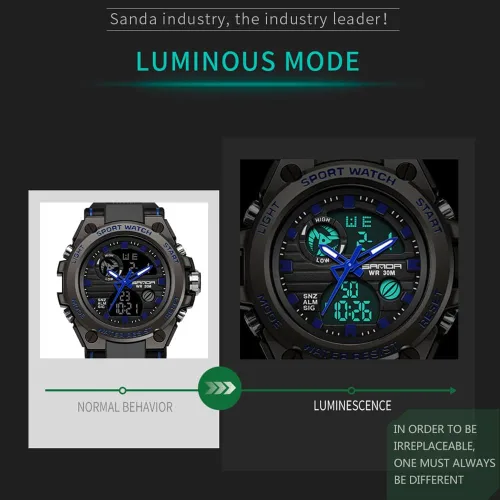 Vista 8 de BOSHIYA Reloj militar para hombre, resistente al agua, con alarma de fecha, cronómetro, multifunción, táctico, LED, esfera grande