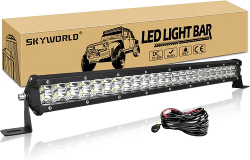 Vista 7 de SKYWORLD Barra de luz de trabajo LED de doble fila de 15 pulgadas, 108 W, 10800LM, haz de punto antiniebla, 6000 K, lámpara de conducción