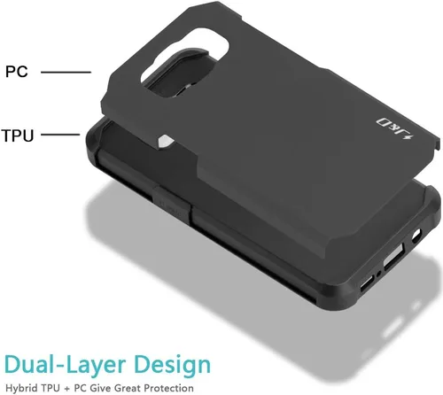 Vista 6 de J&D Funda compatible con Galaxy S8 Active, resistente de doble capa híbrida a prueba de golpes, resistente, no para S8 o S8 Edge, color negro