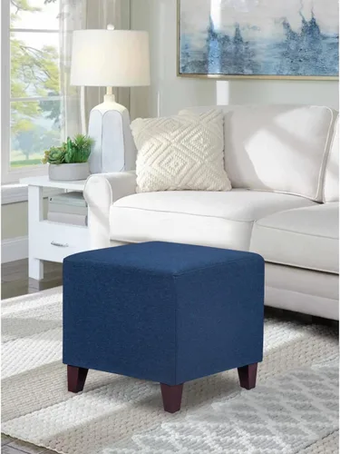 Vista 2 de Adeco Simple British Style Cube Reposapiés otomano banco reposapiés, 16x16x16, azul