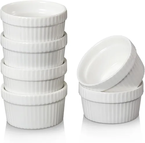 Vista 8 de Juego de 6 mini ramequines de 1.5 onzas, tazas pequeñas para salsa de inmersión, cuenco de inmersión Ramekin, plato de porcelana para soufflé