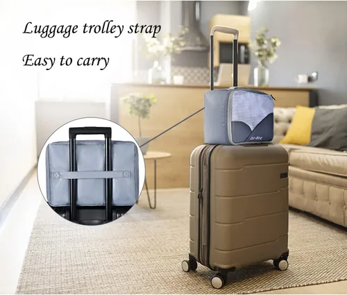 Vista 6 de Juego de 8 cubos de embalaje para viaje (L, M, S, XS), juego organizador de maletas para accesorios de viaje, artículos esenciales de viaje, bolsas