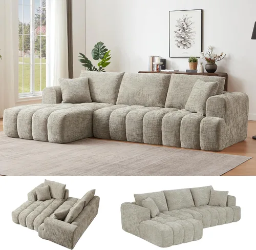 Vista 14 de Camillas deshuesadas de 108.3 pulgadas para sala de estar, sofá modular de nube con diván de gran tamaño, sofá deshuesado en forma de L con asiento