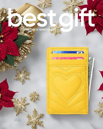 Vista 12 de Tarjetero de cuero acolchado para mujer cartera pequeña (amarillo)