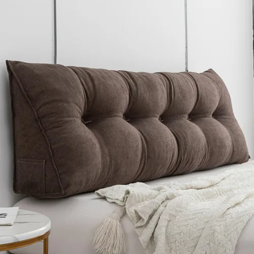 Vista 11 de Almohada triangular para cabecero, respaldo grande, cojín de soporte de cuña, almohada lumbar para cama de día, litera, dormitorio con funda Beige