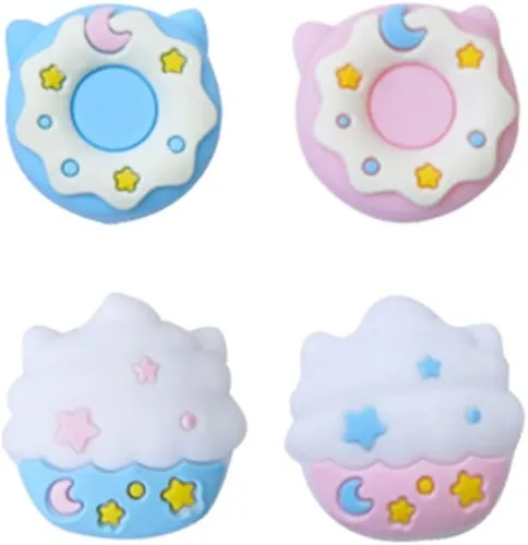 Vista 6 de PERFECTSIGHT 4 tapas de agarre de pulgar compatibles con consola Nintendo Switch/OLED/Lite, funda de botón analógica 3D de silicona suave Kawaii
