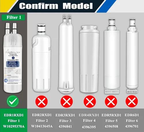 Vista 5 de FILTER1 W10295370 A - Filtro de agua de repuesto para refrigerador EDR1RXD 1 filtro de agua W10295370 A modelos de refrigerador (paquete de 3)
