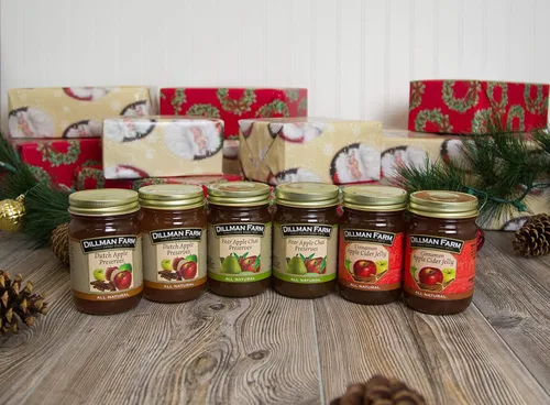 Vista 2 de Dillman Farm Paquete variado navideño de 6 piezas de conservas de manzana, 3 sabores