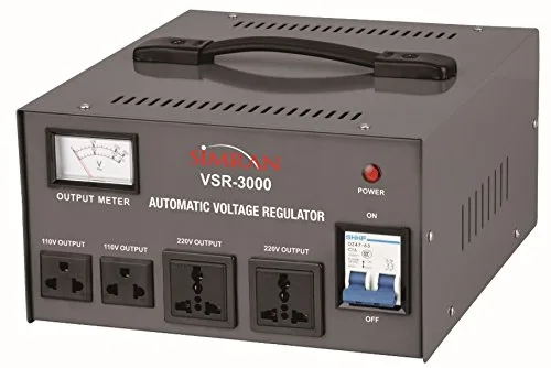 Vista 4 de Simran VSR-2000 Deluxe 110 V a 220/240 V Transformador de voltaje de dos vías con regulador de voltaje/estabilizador automático para conversión