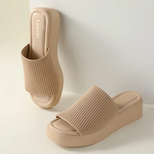 Vista 2 de Leevar Sandalias de plataforma para mujer Sandalias de plataforma acolchada de espuma viscoelástica suave Sandalias de plataforma sin espalda