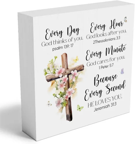 Vista 18 de Regalos religiosos para mujeres, regalos cristianos, caja de madera cristiana, decoración de escritorio, versículos de la Biblia, decoración