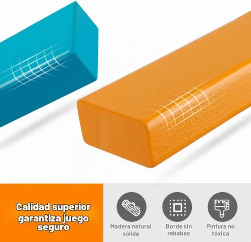 Vista 4 de Coogam Juego de apilamiento de bloques de madera con bolsa de almacenamiento, bloques de construcción de torre de colores, rompecabezas