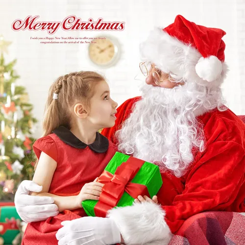 Vista 6 de ZAKUN Christmas Men's Santa Suit Set10pcs, Adult Santa Claus Costume for Men Women